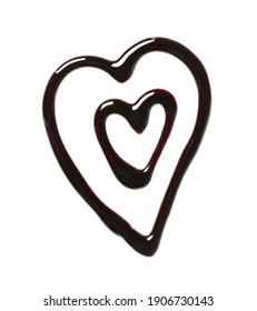 Hearts Made Of Dark Chocolate On White Background, Top View