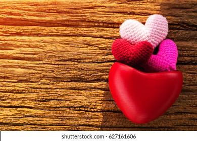 Hearts On The Wooden Background, For Supporting When People Get Who Lack Of Desire With Love Concept.