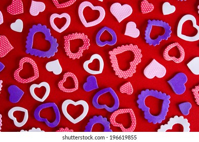 hearts symbol on red background