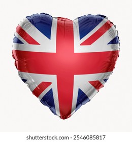 Heart-shaped balloon with the Union Jack design. British flag balloon, heart-shaped. Union Jack heart, perfect for UK-themed events or celebrations. United Kingdom national flag. Flag of UK. - Powered by Shutterstock