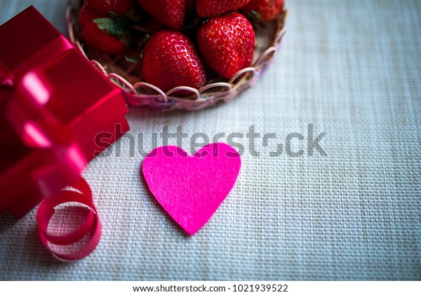 Heartshaped Gift Box Strawberry Fruit Valentines Stock Photo Edit Now 1021939522