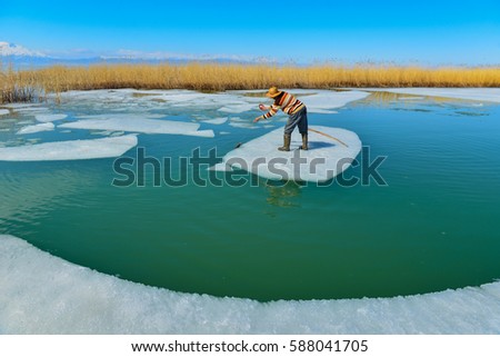 heart-shaped ice fishing