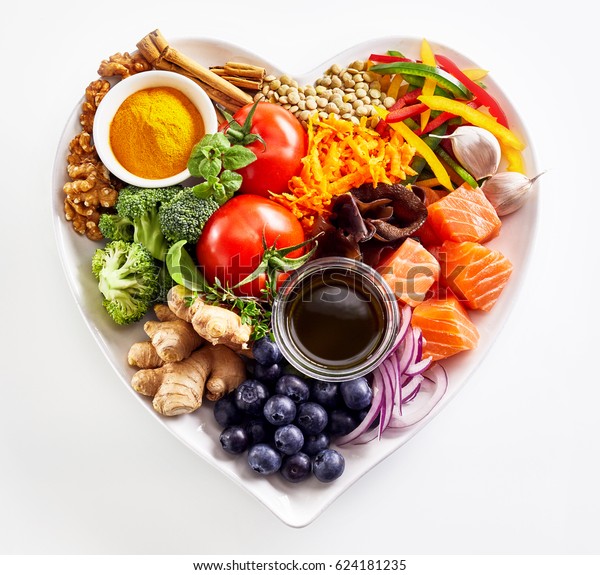 Heartshaped Plate Healthy Heart Foods Acai Stock Photo (Edit Now) 624181235