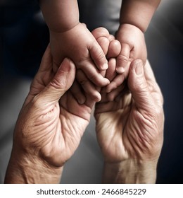 Heartwarming photo of a grandmother gently holding her grandchild's tiny hands. Perfect for projects about family, love, and generational bonds.

 - Powered by Shutterstock