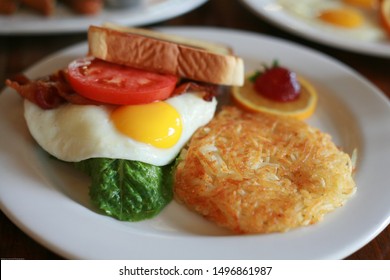 Hearty Fresh Full Breakfast, Cappuccino, And Mimosa, Waffle, Fruit, Omlette, French Toast, Hash Browns, Brunch