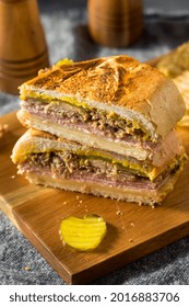 Hearty Homemade Cubano Pork Sandwich With Ham Cheese And Mustard