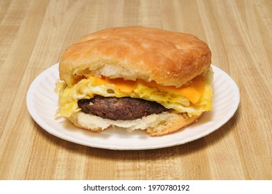 Hearty Sausage Egg And Cheese Biscuit Breakfast Sandwich