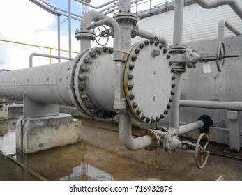 Heat exchangers for heating of oil . Oil refinery. Equipment for primary oil refining. - Shutterstock ID 716932876