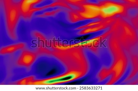 Heat map abstract gradient background. Neon blue and green with red and orange colors.