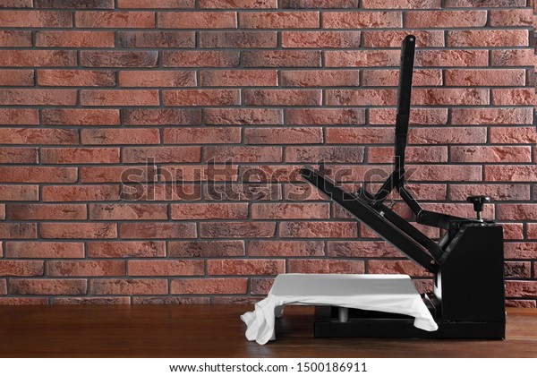 Heat Press Machine Tshirt On Wooden Stock Photo Edit Now 1500186911