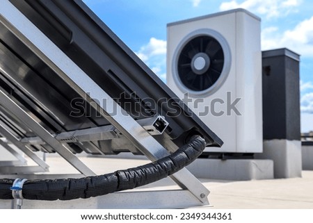 Heat pump and solar collector on the roof