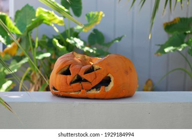 The Heat Takes A Toll On A Jack-O-Lantern In Florida