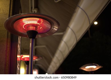 Heater In A Summer Restaurant Late At Night