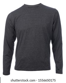 Heather Grey Long Sleeved Cotton Or Synthetic Shirt Used As Inner (base) Layer In Layered Clothing For Thermal Insulation Known As Technical Or Functional Clothing. Hollow Invisible Mannequin Isolated