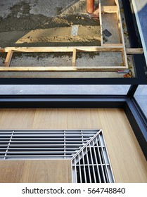 Heating grid with ventilation by the floor in hardwood flooring- preparation and finition