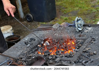 Heating Of Metal Blanks In A Forging Furnace For Forging.