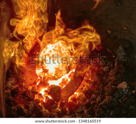 Similar – Image, Stock Photo Preparation of meal on a fire