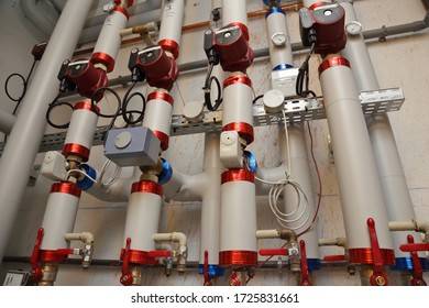 
Heating System With Boiler And Pipes In A Large Building