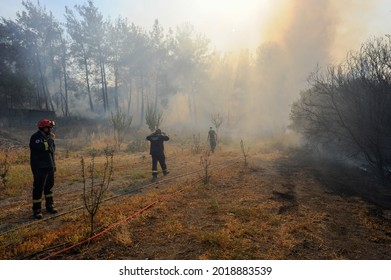 Heatwave Causes Fires Burning For A Second Day The Isle Of Rodos, Dodecanese, Greece. Monday 2 August 2021. Lefteris Damianidis