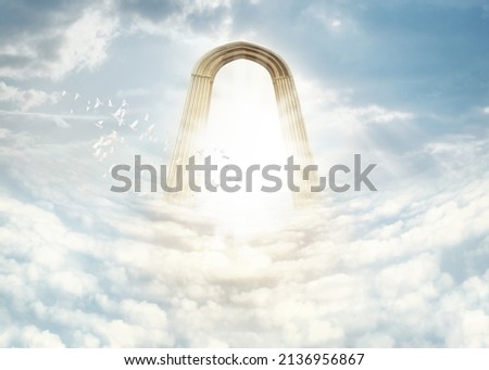Heaven in the heavens. Shot of the Pearly Gates above the clouds.