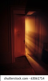 Heavenly Rays Of Light Behind The Door