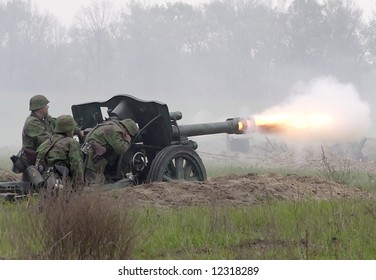 Heavy Artillery Gun Fire On Military History Role Game