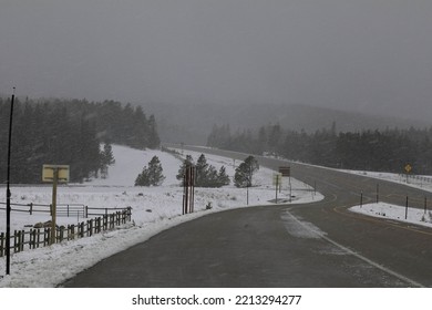 Heavy ,blowing snow and sleet moving across Wyoming's Bighorn Mountains