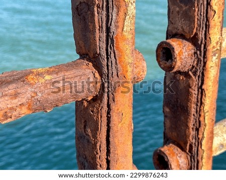 Heavy  corroded steel on handrails 