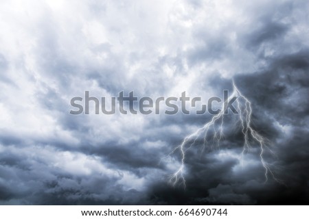 Heavy Dark Storm Cloud and Lightning. Stormy Weather