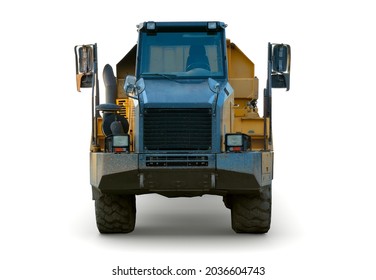 Heavy Dump Truck Lorry Tipper Yellow Construction Equipment Isolated On White Background