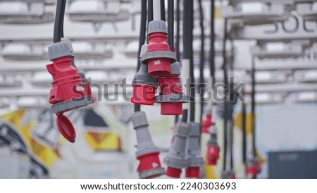 Heavy Duty Industrial Three Phase Electric Power Connectors Hanging Unconnected