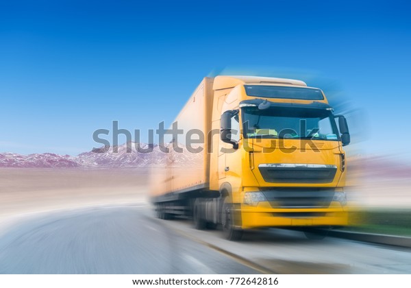 heavy duty\
truck motion blur on the snowy\
plateau