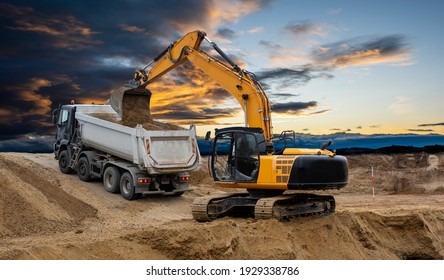 Heavy Earth Mover On Construction Site