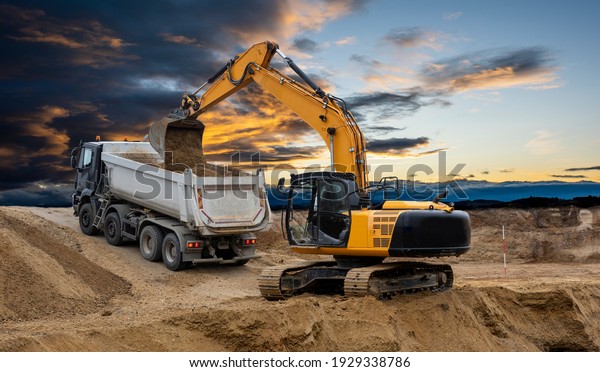 heavy earth mover on\
construction site