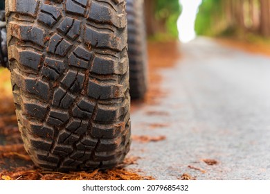 Heavy Fat Tire For Off-road Vehicles Closeup.