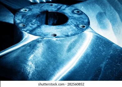 Heavy Industrial Shipbuilding Element Close-up. Industry, Naval Production. Blue Tone