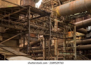 Heavy industry background many pipes   construction made iron