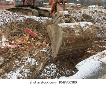 Excavator Working Digging Trenchconstruction Working Excavator Foto ...