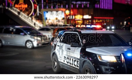 A heavy police presence on the Las Vegas strip.