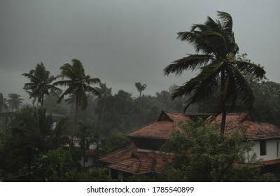 Heavy rain accompanied by storm. Monsoon season . Rainy Season. Cloudy atmoshpere .