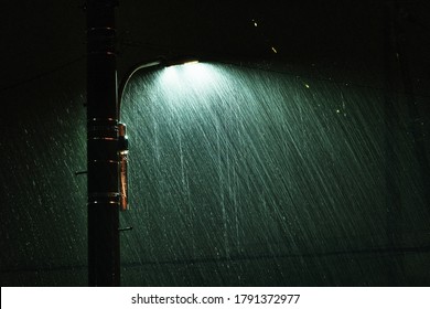 Heavy Rain In Night Japan