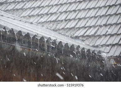 heavy rain on a roof