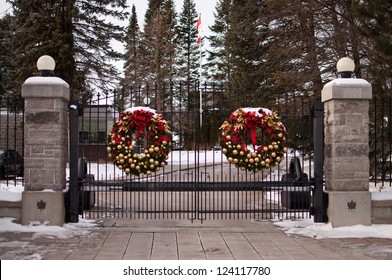 Heavy Security Gate At 24 Sussex Drive In Ottawa