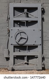 Heavy Steel Door In The Bomb Shelter