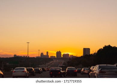 Heavy Traffic Jam In The Evening In Toronto Ontario Canada