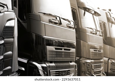Heavy Transport Industry Illustrative - unbranded modern trucks lined up in a row