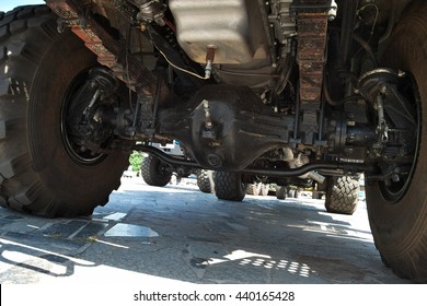 Heavy Truck Suspension And Transmission - View From Under The Bottom