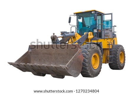 Heavy yellow bulldozer isolated