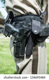 The Heavyweight, Heavy Duty Tactical Belt Worn By Today's Police Officers, Including Semiautomatic Pistol.