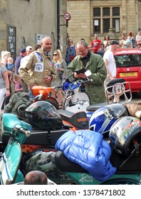 Hebden Bridge, West Yorkshire, England - 22 April 2019: Mods And Scooters In Hebden Bridge For The Easter Bank Holiday Monday